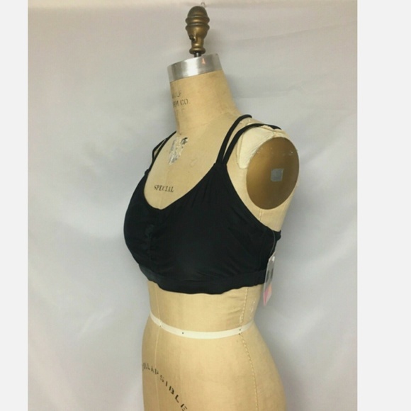 GO By GOSSIP Womens 2-in-1 Layered Swim Top Separates Black 103292 NWT $54 - Picture 2 of 9